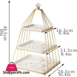 Tomyeus Fruit Bowl Ceramic Fruit Tray European Style Cake Stand Snack Tray Household Ceramic Fruit Basket Stand Three Tiertwo Tier Option Fruit Basket Color White Size Large