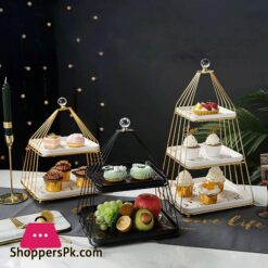 Tomyeus Fruit Bowl Ceramic Fruit Tray European Style Cake Stand Snack Tray Household Ceramic Fruit Basket Stand Three Tiertwo Tier Option Fruit Basket Color White Size Large