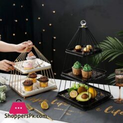 Tomyeus Fruit Bowl Ceramic Fruit Tray European Style Cake Stand Snack Tray Household Ceramic Fruit Basket Stand Three Tiertwo Tier Option Fruit Basket Color White Size Large