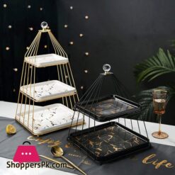 Tomyeus Fruit Bowl Ceramic Fruit Tray European Style Cake Stand Snack Tray Household Ceramic Fruit Basket Stand Three Tiertwo Tier Option Fruit Basket Color White Size Large