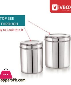 3Pcs Stainless Steel Deep Dabba Container Storage Box With Transparent Top See Through Lid 15 Ivbox 3Pcs Stainless Steel Deep Dabba Container Storage Box With Top See Through Lid Silver