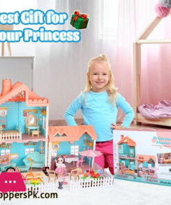 Big Barbie house Diy Dollhouse For Children Mini Bed Sofa Table Kitchen Doll Furniture Miniature Doll House Kids Toys Girl Gifts -140 Pcs