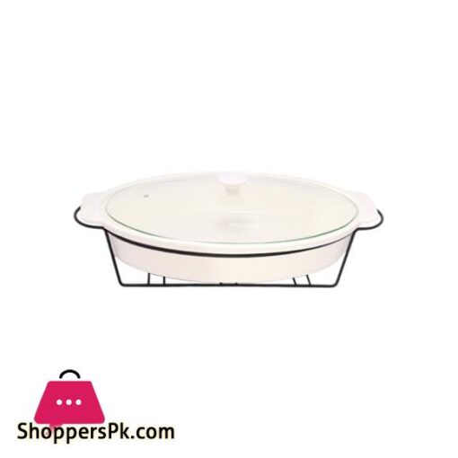 BR11001 12 OVAL DISH CANDLE BLACK STAND