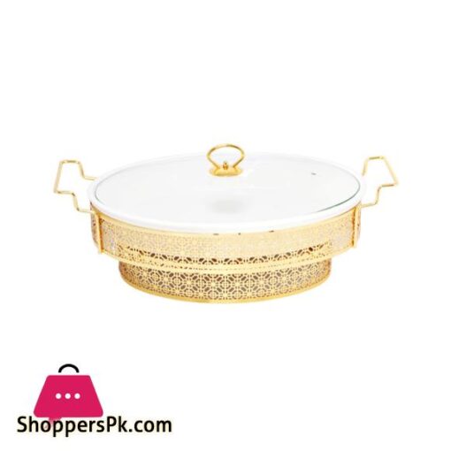 BR04024 12OVAL DISH CANDLE GOLDEN STAND