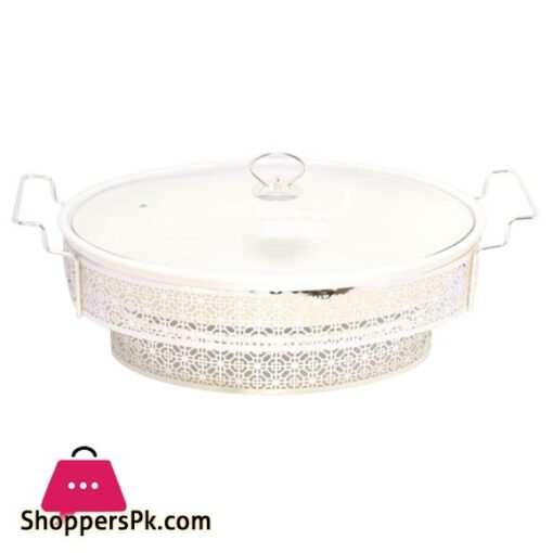 BR05026 16OVAL DISH CANDLE Silver STAND