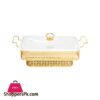 Br04021 12Rect Dish Candle Golden Std
