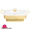 Br04023 15Rect Dish Candle Golden Stand
