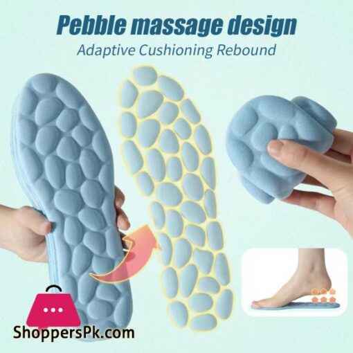 High Elastic Pain Reliever Shock Absorption Insoles Soft Breathable Pebbles Shaped Sports Insoles