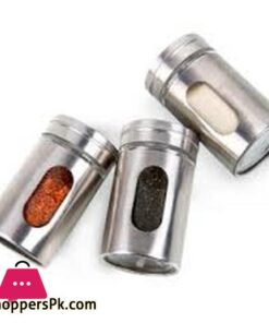 Pack Of 6 Set Stainless Steel Seasoning Storage Box Rotatable Adjustable Glass Condiment Bottle Pepper Spice Shaker