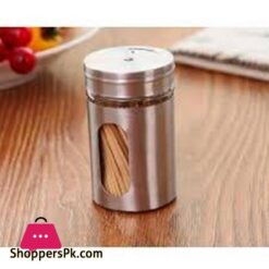 Pack Of 6 Set Stainless Steel Seasoning Storage Box Rotatable Adjustable Glass Condiment Bottle Pepper Spice Shaker
