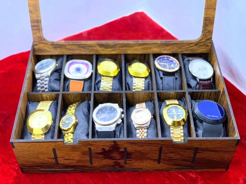 Bt Wood 12 Slot Watch Box Organizer Watch Case With Glass Top