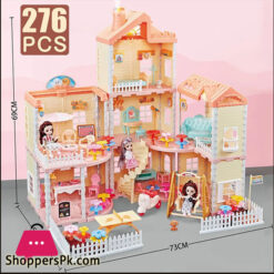 Big Barbie House Diy Dollhouse For Children Mini Bed Sofa Table Kitchen Doll Furniture Miniature Doll House Kids Toys Girl Gifts -140 Pcs