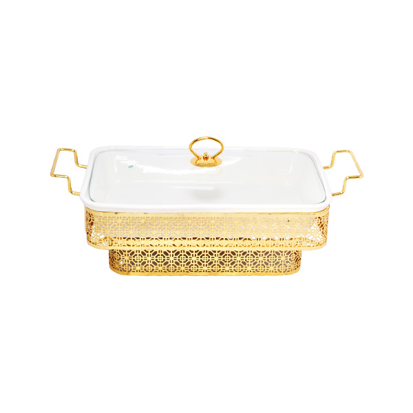 Brilliant Rectangle Casserole Serving Dish Food Warmer With Tea Light Candle Stand 12 Inch - Br04021