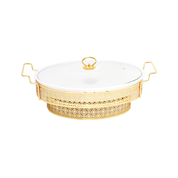 Brilliant Oval Casserole Serving Dish Food Warmer With Tea Light Candle Stand 16 Inch - Br04026