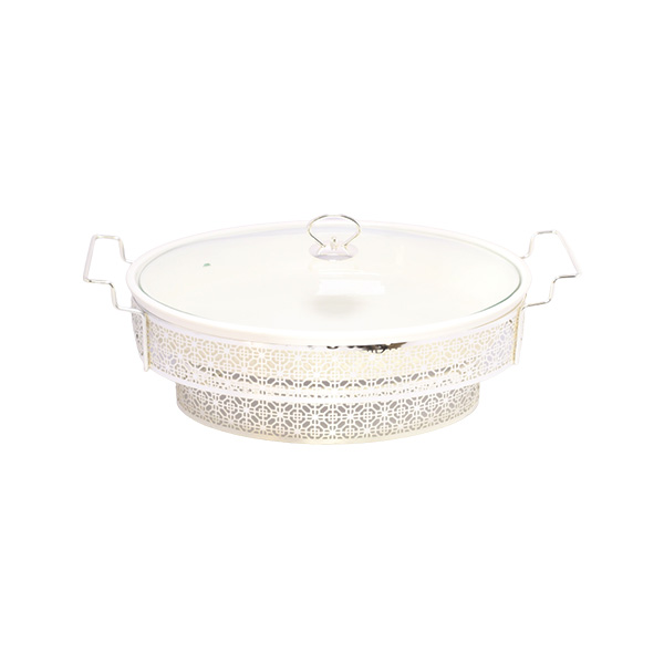 Brilliant Oval Casserole Serving Dish Food Warmer With Tea Light Candle Stand 12 Inch - Br05024