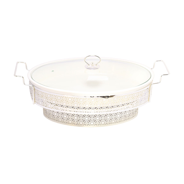 Brilliant Oval Casserole Serving Dish Food Warmer With Tea Light Candle Stand 14.5 Inch - Br05025