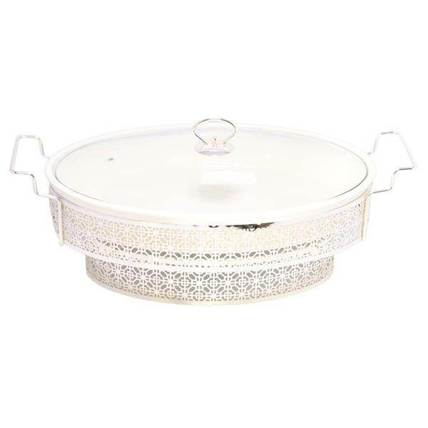 Brilliant Oval Casserole Serving Dish Food Warmer With Tea Light Candle Stand 16 Inch - Br05026