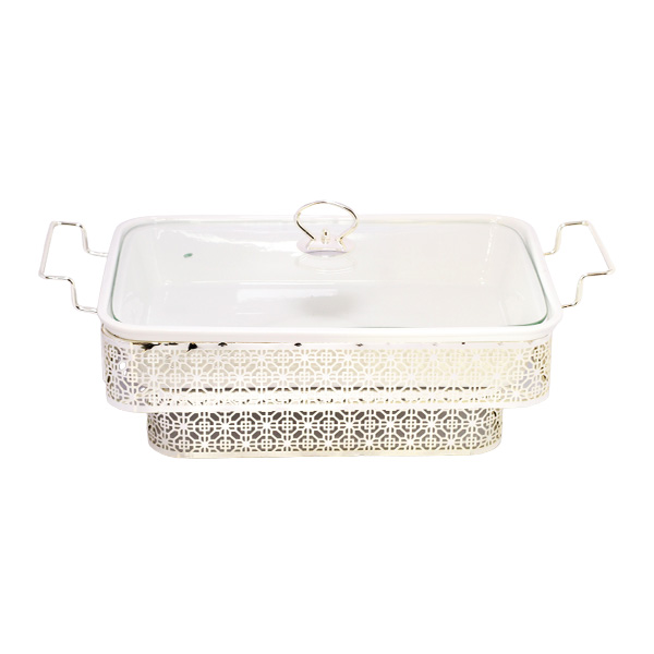 Brilliant Rectangle Casserole Serving Dish Food Warmer With Tea Light Candle Stand 12 Inch - Br05021