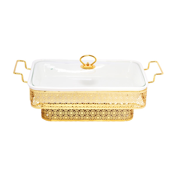 Brilliant Rectangle Casserole Serving Dish Food Warmer With Tea Light Candle Stand 13.5 Inch - Br04022