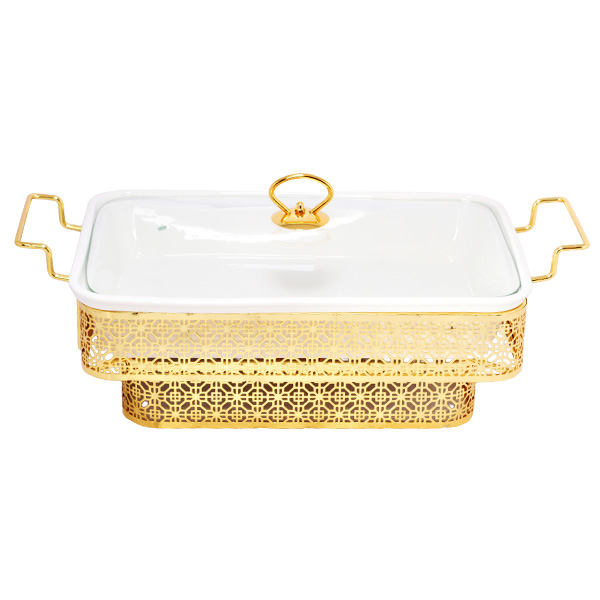 Brilliant Rectangle Casserole Serving Dish Food Warmer With Tea Light Candle Stand 15 Inch - BR04023