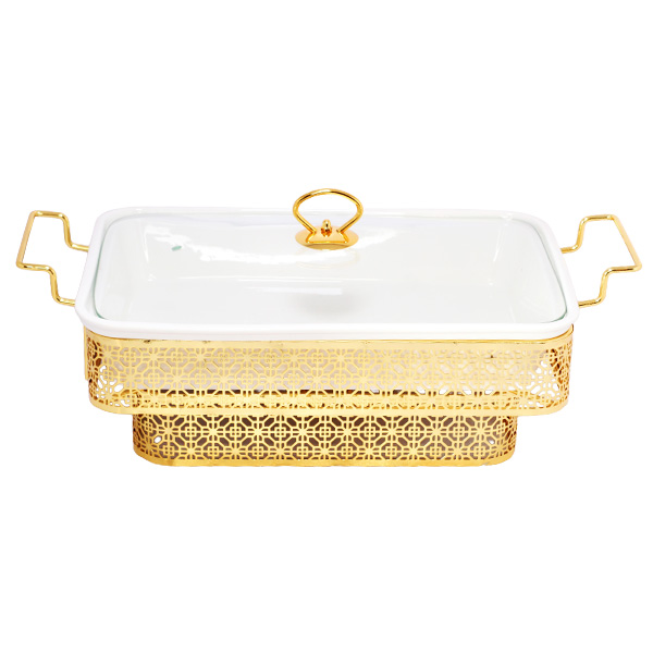 Brilliant Rectangle Casserole Serving Dish Food Warmer With Tea Light Candle Stand 15 Inch - Br04023