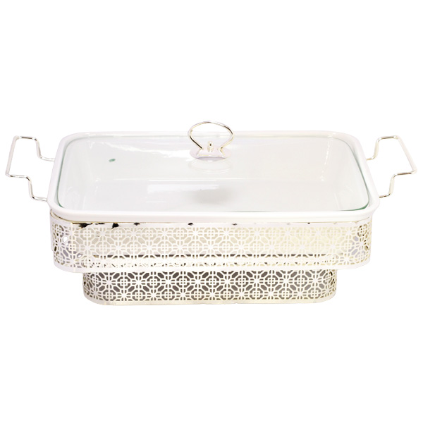 Brilliant Rectangle Casserole Serving Dish Food Warmer With Tea Light Candle Stand 15 Inch - Br05023