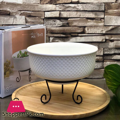 Ceramic Footed Platter Serving Bowl 8 Inch