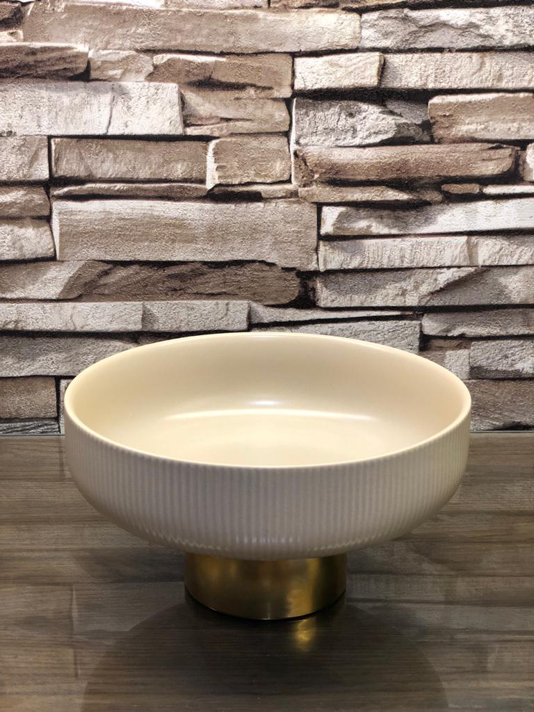 Ceramic Serving Bowl With Golden Foot