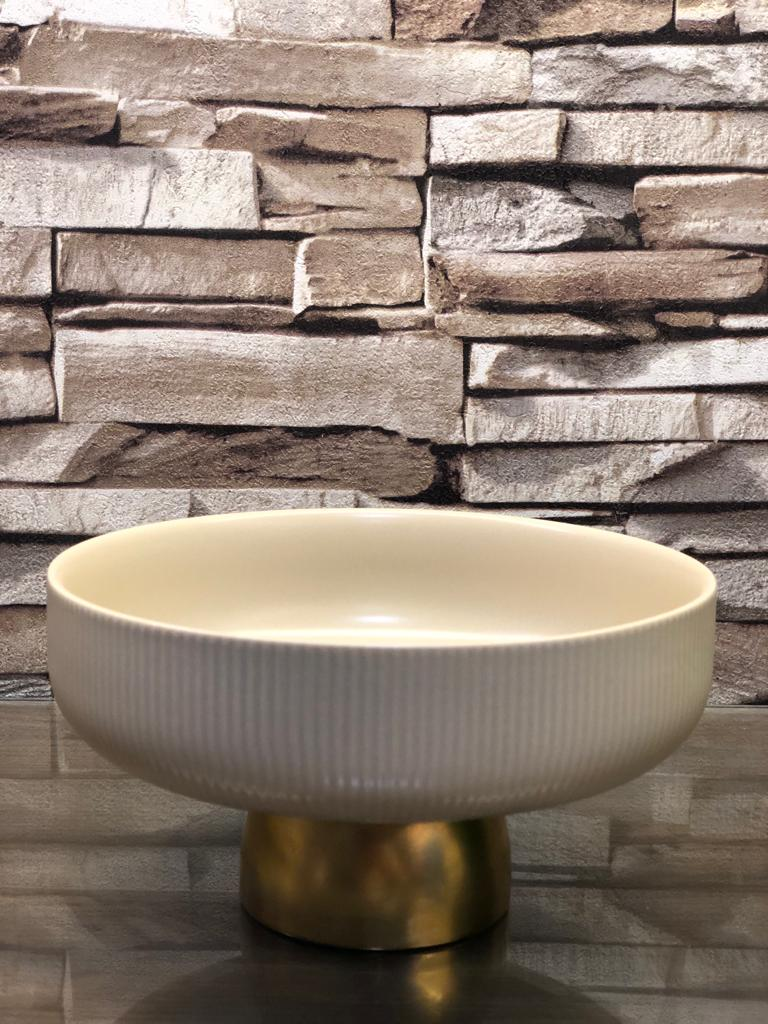 Ceramic Serving Bowl With Golden Foot
