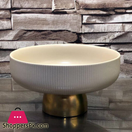 Ceramic Serving Bowl With Golden Foot 8 Inch