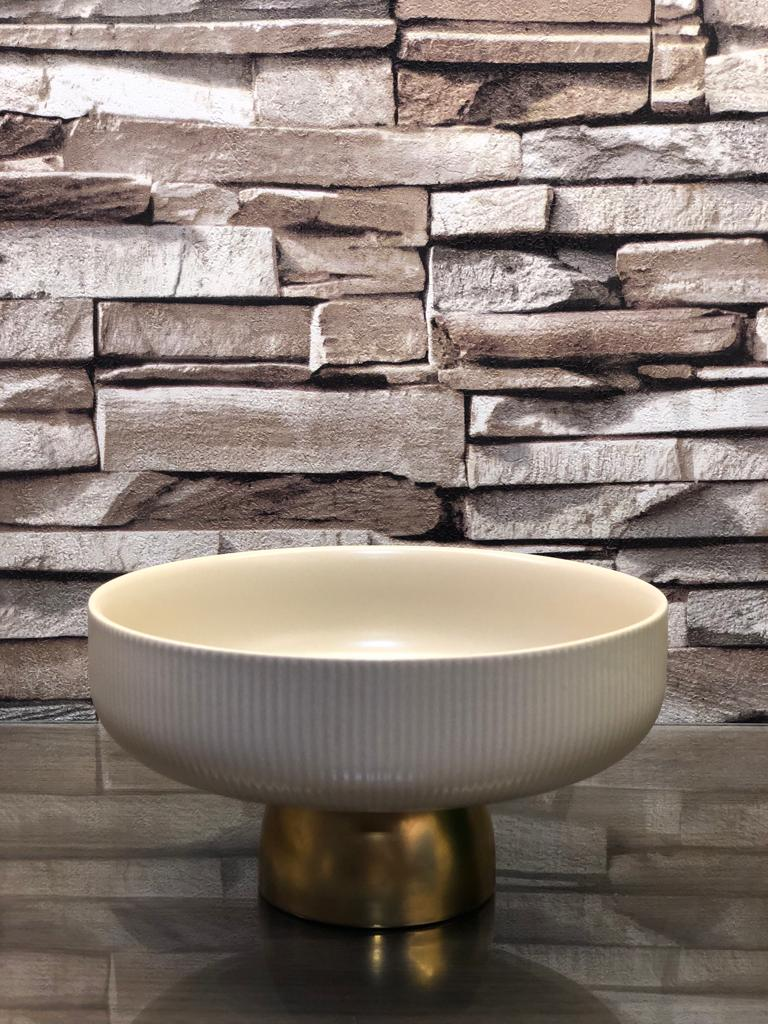 Ceramic Serving Bowl With Golden Foot