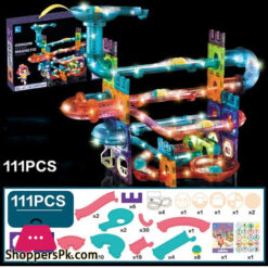 Children Fun Magnet Blocks Learning Educational Marble Run Race Magnet Toys Sets for Girls and Boys Birthday Party Magic Gifts 111 Pcs