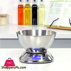 Deluxe Stainless Steel Digital Kitchen Scales with Bowl - 5KG
