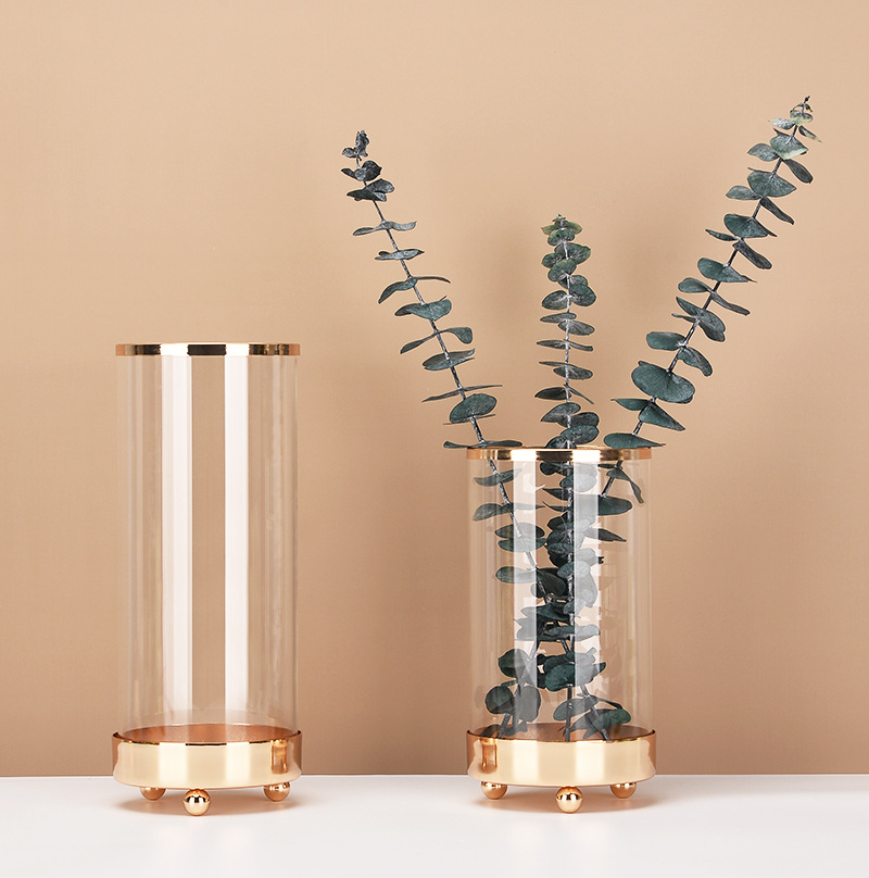 Glass Flower Vase Nordic Hydroponic Flower Bottle Cosmetic Brush Storage Bucket Small 8 X 3 Inch