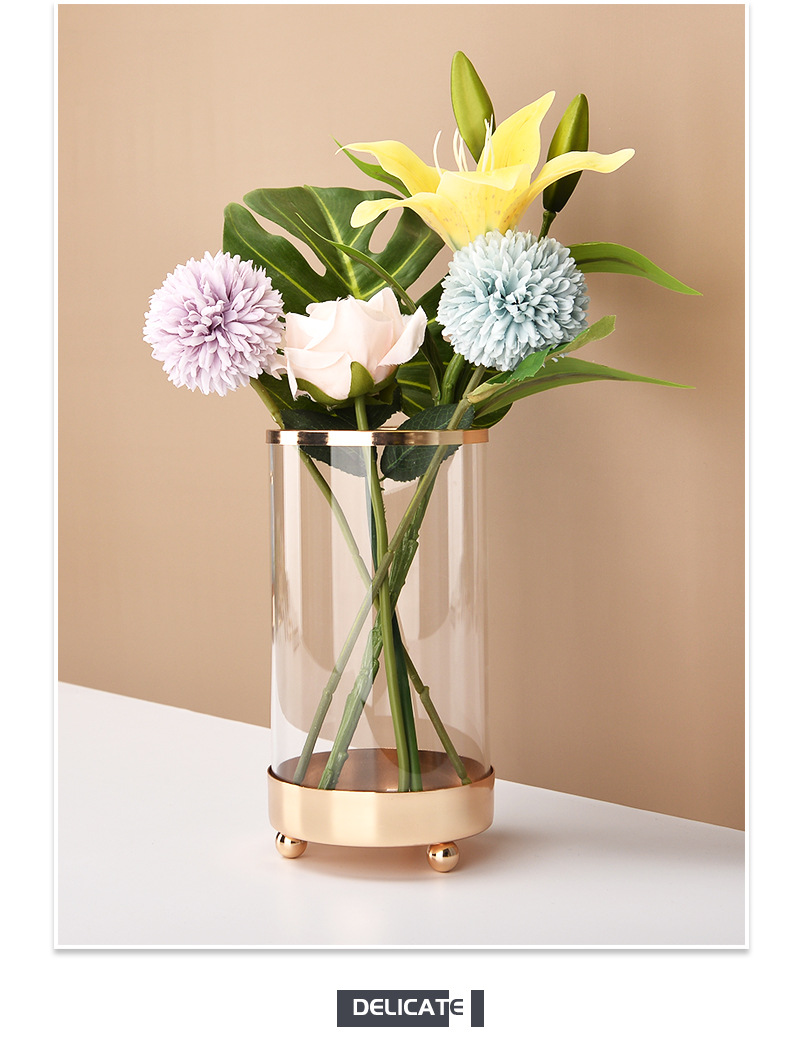 Glass Flower Vase Nordic Hydroponic Flower Bottle Cosmetic Brush Storage Bucket Small 8 X 3 Inch