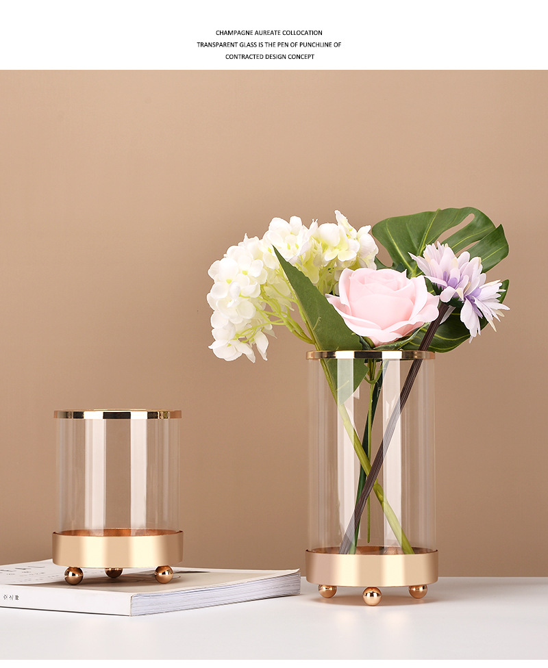 Glass Flower Vase Nordic Hydroponic Flower Bottle Cosmetic Brush Storage Bucket Small 8 X 3 Inch