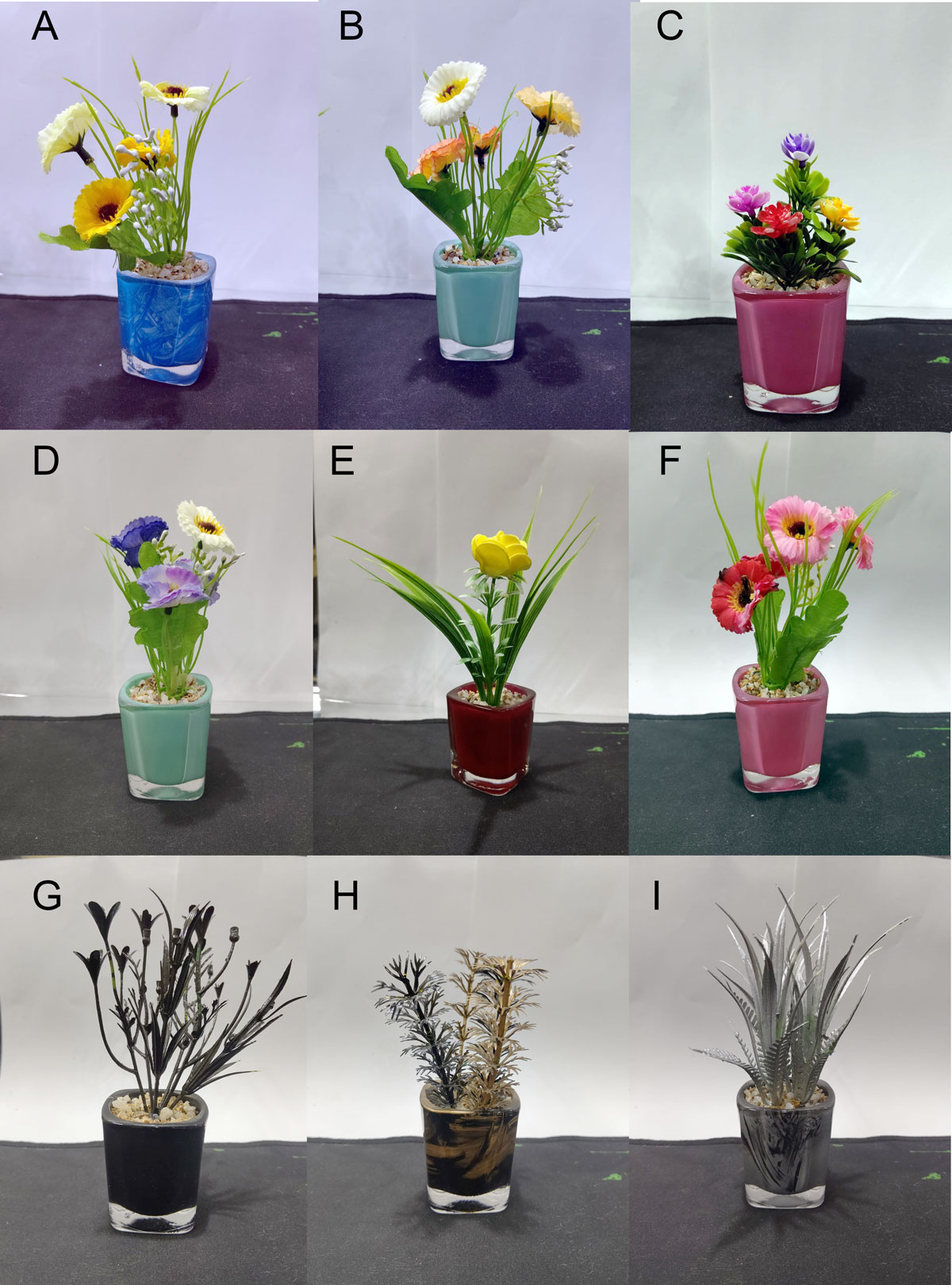 Glass Pot Table Centerpiece Potted Artificial Flower Pack Of 3 4 Glass Pot Table Centerpiece Potted Artificial Flower Pack Of 3