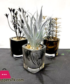 Glass Pot Table Centerpiece Potted Artificial Flower Pack of 3