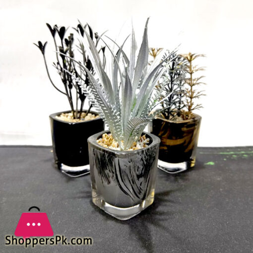 Glass Pot Table Centerpiece Potted Artificial Flower Pack of 3