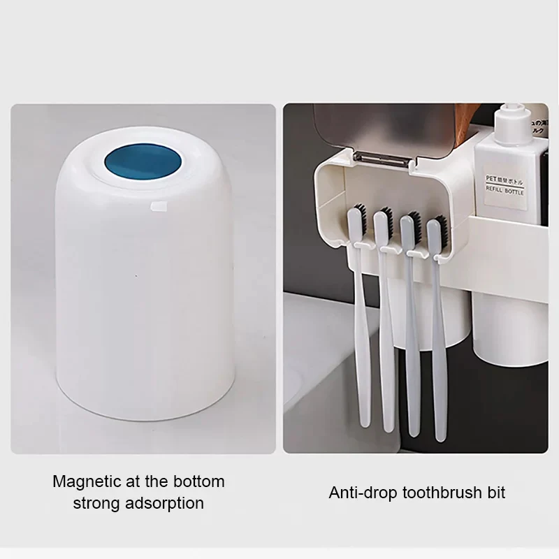 Punch-Free Toothbrush Holder Magnetic Adsorption Toothbrush Holders For Toilet Bathroom Organizer Bathroom Accessories Set