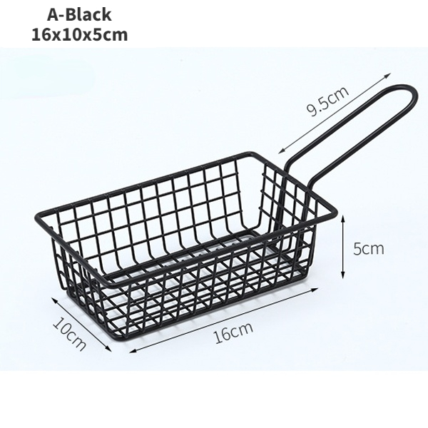 Stainless Steel French Fries Basket Snack Potato Mesh Strainer Basket Chips Barrel Container Barbecues Food Bucket Kitchen Fry