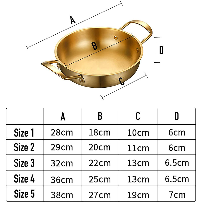 Gold Wok Cooking Pot Stainless Steel Thicken Seafood Pot Anti-Scalding Binaural Design Home Kitchen -26Cm