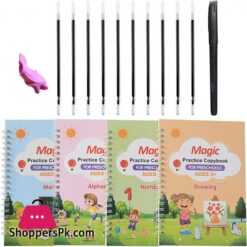 Rachlicy Groove Calligraphy Copybook Grooved Handwriting Books Caligraphy Beginners Set With Pens Refills Pencil Grip For Children Practice Math Numbers Alphabet 16Pcs