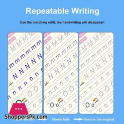 Rachlicy Groove Calligraphy Copybook Grooved Handwriting Books Caligraphy Beginners Set With Pens Refills Pencil Grip For Children Practice Math Numbers Alphabet 16Pcs