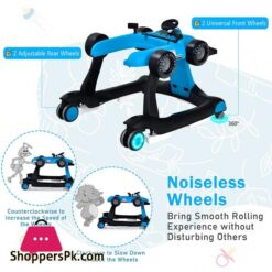 Baby Joy 4 In 1 Baby Walker Foldable Activity Walker Wadjustable Height Speed Music Lights Steering Wheel Comfy Seat Cushion Activity Baby Push Walker For Boys Girls Aged 618 Months Blue