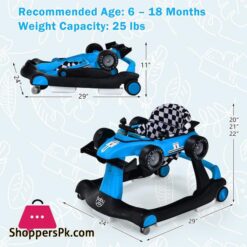 Baby Joy 4 In 1 Baby Walker Foldable Activity Walker Wadjustable Height Speed Music Lights Steering Wheel Comfy Seat Cushion Activity Baby Push Walker For Boys Girls Aged 618 Months Blue