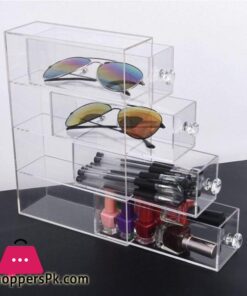 Acrylic 4 Layer Pen Holder Stationery Storage Box Glasses Display Stand Desktop Pencil Cup Stationery Organizer for Office Desk Accessory