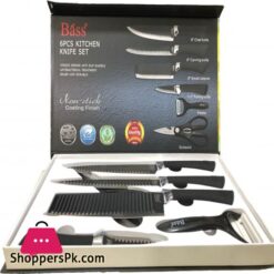 Bass 6 Pcs Kitchen Knife Set Stainless Steel - Unique Design 8 Bass 6 Pcs Kitchen Knife Set Stainless Steel Unique Design