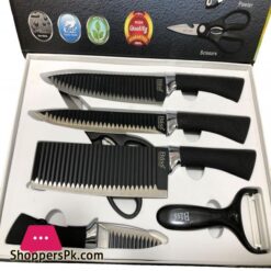 Bass 6 Pcs Kitchen Knife Set Stainless Steel - Unique Design 10 Bass 6 Pcs Kitchen Knife Set Stainless Steel Unique Design