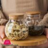 Runde Glas Verschlossenen Dosen Mit Abdeckung Essen Lagerung Flaschen Mason Spice Glser Candy Lagerung Tee Box Kche Transparent Lagerung Kannspeicherflaschen Glser